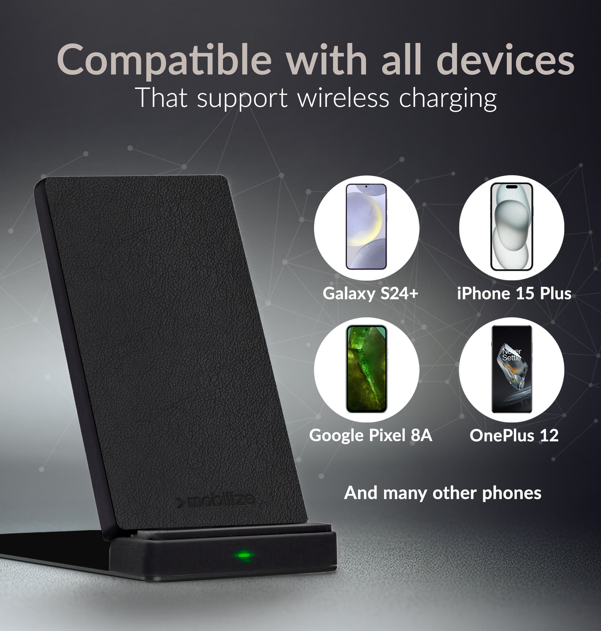 Mobilize Wireless Fast Charger Foldable 5W/7.5W/10W/15W Pu Leather Black