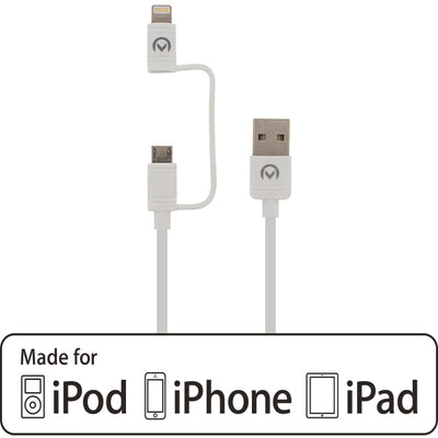 Mobilize 2In1 Cable Usb To Apple Mfi Lightning Or Micro Usb 1.5M. White