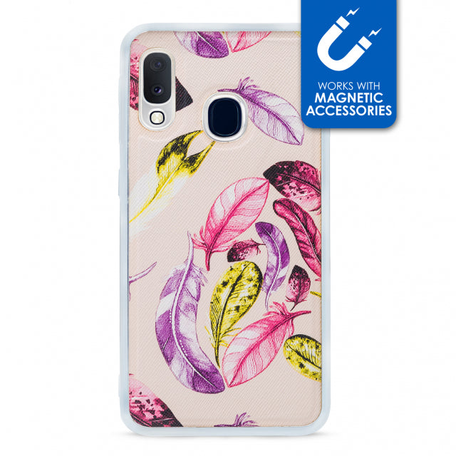 My Style Magneta Case For Samsung Galaxy A20E Beige Feathers
