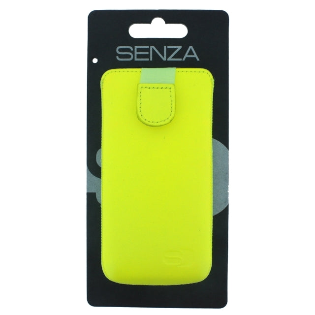 Senza Leather Slide Case Neon Yellow Size M-Large