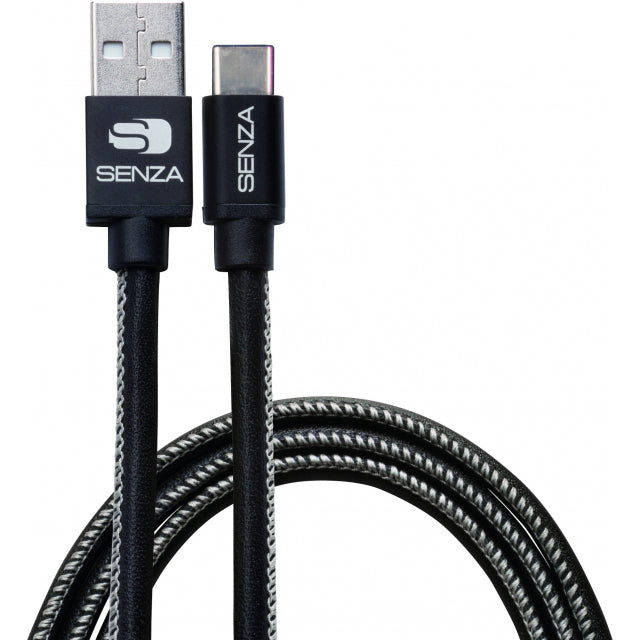 Senza Premium Leather Charge/Sync Cable Usb-C 1.5M. 15W Black