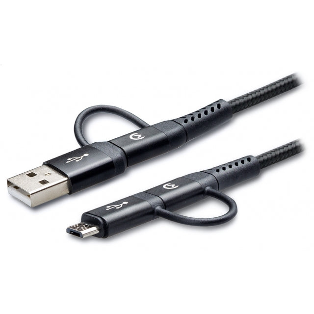 Mobilize Strong Nylon Cable 4In1 Usb, Usb-C To Micro Usb, Usb-C 1.5M Black