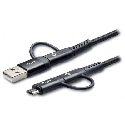 Mobilize Strong Nylon Cable 4In1 Usb, Usb-C To Micro Usb, Usb-C 1.5M Black