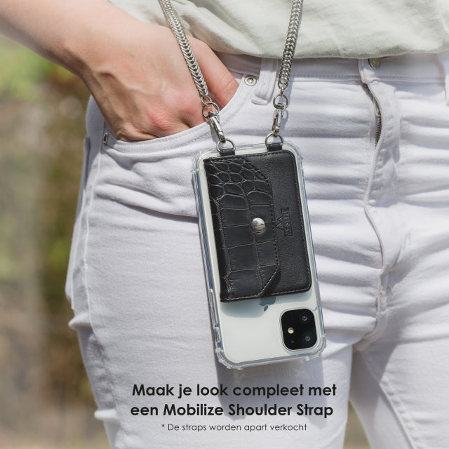 My Style Crossbody Stick-On Phone Pocket With Rfid Black Croco