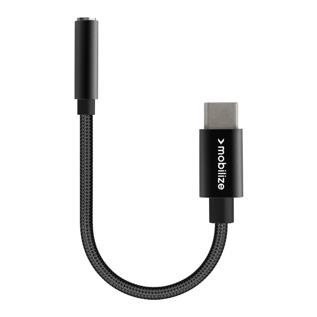 Mobilize Strong Nylon Audio Adapter Usb-C To 3.5Mm 15Cm Black