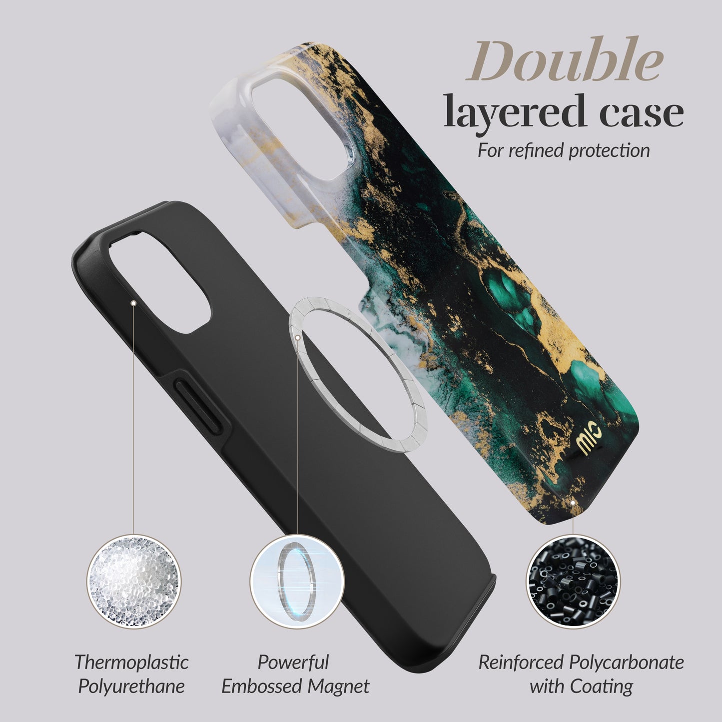 Mio By Mobilize Mio Green Marble Magsafe Compatible For Iphone 13/14/15