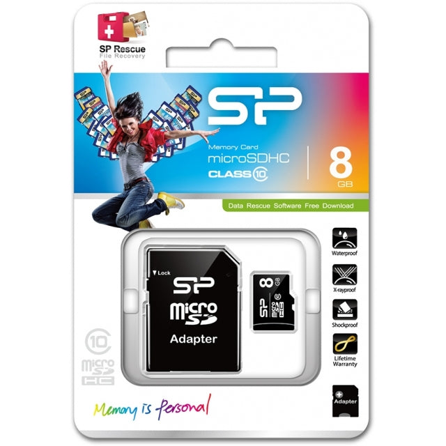 Silicon Power Micro Sdhc Incl. Sd Adapter 8Gb Class 10