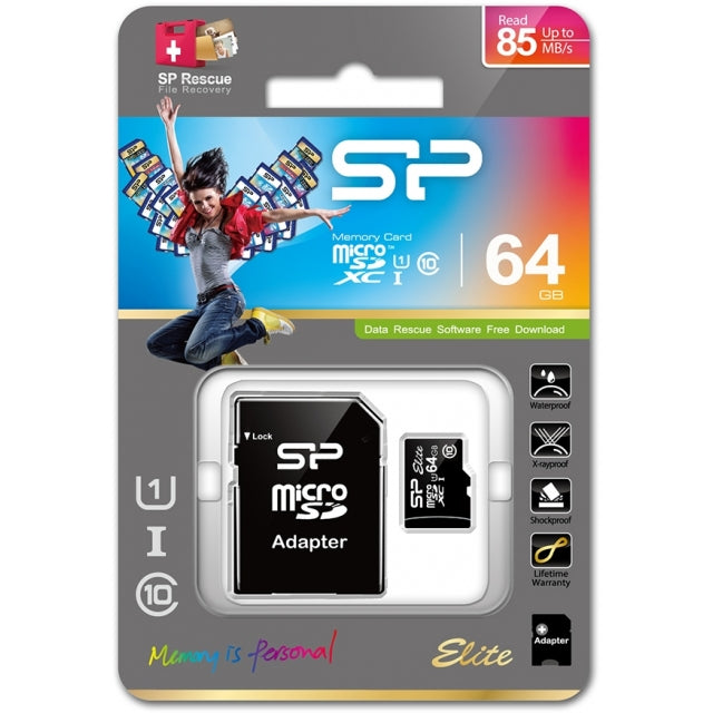 Silicon Power Micro Sdhc Incl. Sd Adapter 64Gb Uhs-1 Class 10