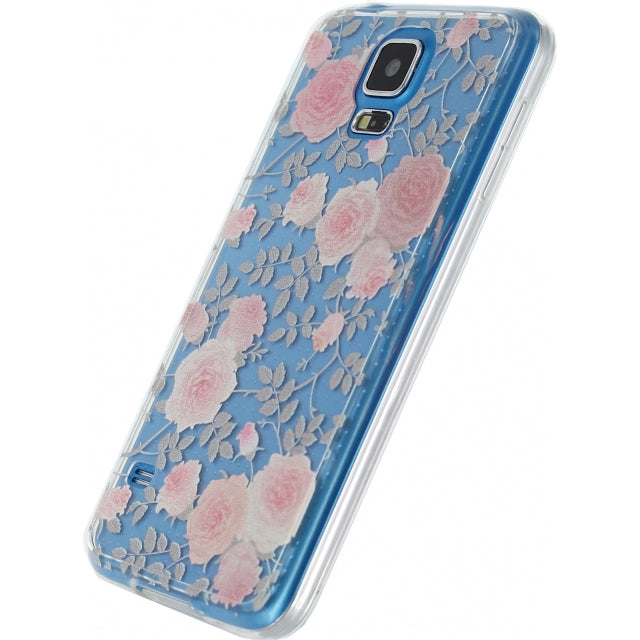 Xccess Tpu/Pc Case Samsung Galaxy S5/S5 Plus/S5 Neo Transparent/Floral Rose