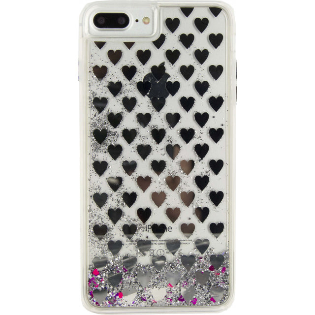 Xccess Liquid Glitter Case Apple Iphone 7 Plus/8 Plus Silver Hearts