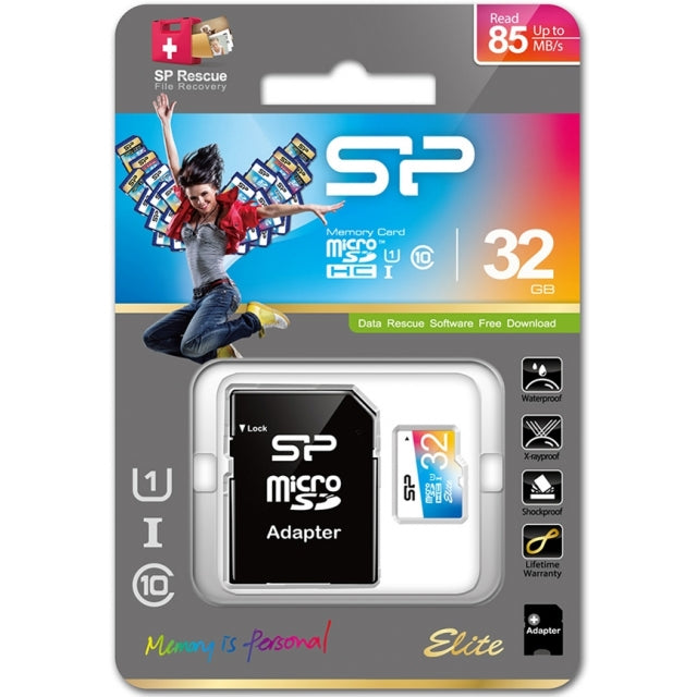 Silicon Power Elite Micro Sdhc Incl. Sd Adapter 32Gb Uhs-1 Class 10 Color