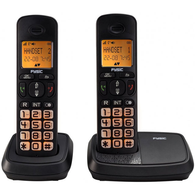 Fysic Fx-5520 Fysic Big Button Dect Twinset Black Actie Pakket 5+1 Gratis