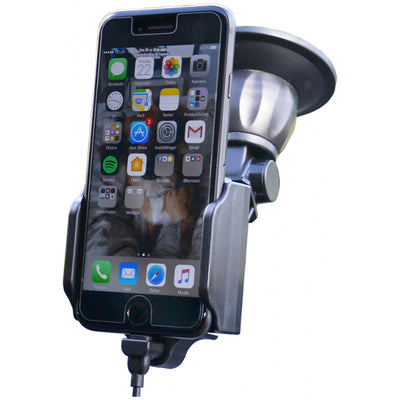 Kram 64405 Kram Fix2Car Adjustable Active Holder Window Incl. 2.1A Apple Lightning Car Charger 58-95Mm