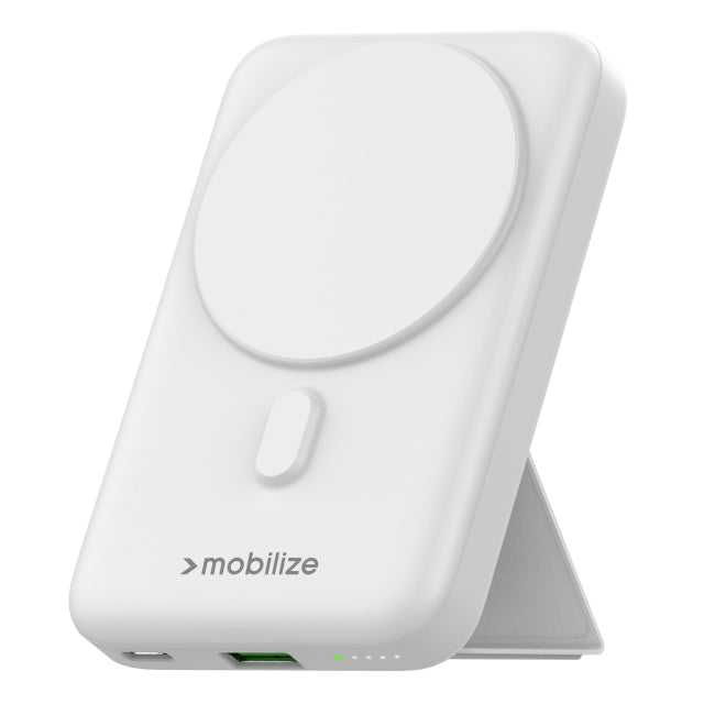 Mobilize Magnetic Wireless Magsafe Compatible Pd Stand Power Bank 10000Mah 15W White