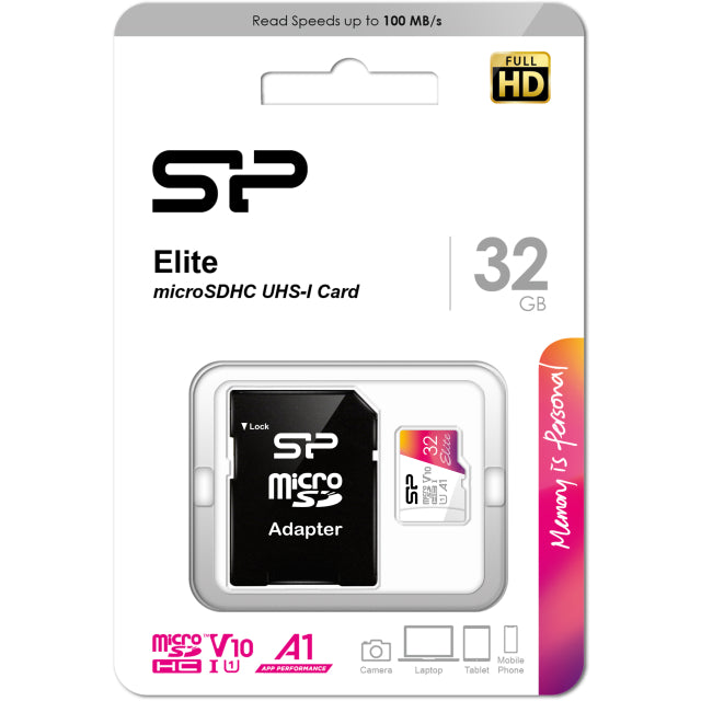 Silicon Power Elite Micro Sdhc Incl. Sd Adapter 32Gb Uhs-1 U1 A1 V10 Class 10 Color