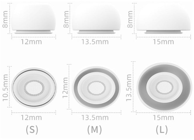 Xccess Silicon Replacement Ear Tips For Airpod Pro 1/2 Size S/M/L (3 Pair) White