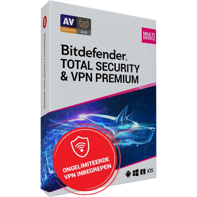 Afbeelding Bitdefender Total Security + VPN Premium 2023 | 5 Apparaten | 1 jaar | Windows - Mac - Android - iOS