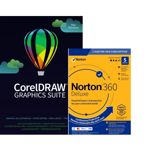 Afbeelding CorelDRAW Graphics Suite 365 | 1 Jaar | Met Norton 360 Deluxe voor 3 apparaten