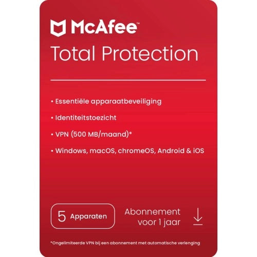 Afbeelding McAfee Total Protection | 5 Apparaten - 1 jaar | Windows - Mac - Android - iOS