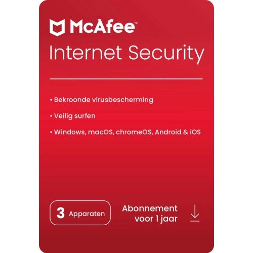 Afbeelding McAfee Internet Security 2023 | 3 Apparaten - 1 jaar | Windows - Mac - Android - iOS