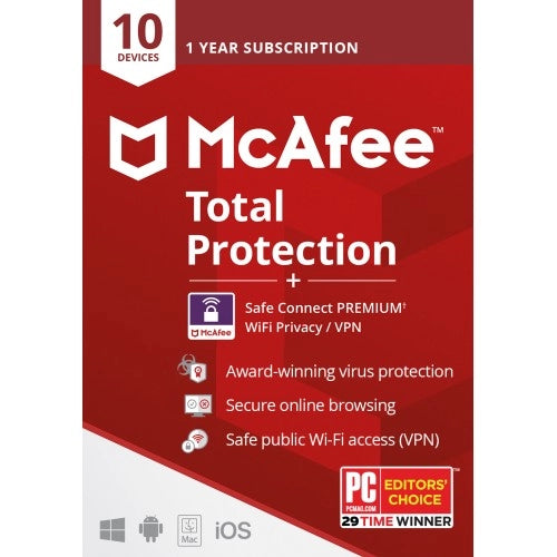 Afbeelding McAfee Total Protection 2023 + VPN |10 Apparaten | 1 jaar | Windows - Mac - Android - iOS